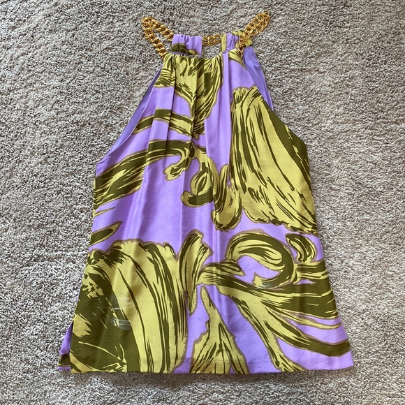 Milly Tops - Milly Gold Chain Neck Purple Green Tank